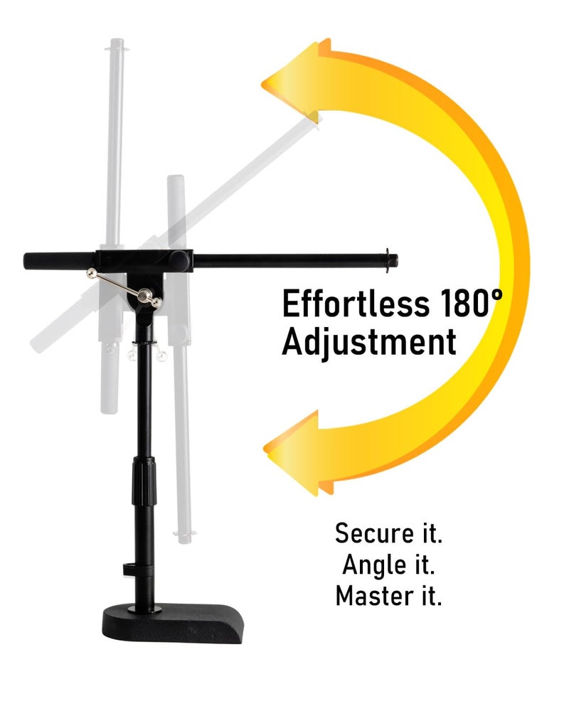 Stage Rocker Adjustable Low-profile Microphone Stand - Snare/Tom Bottom/Bass (Kick) Drum/Table Top, Adjustable Height, 15.75â€œ Telescoping Boom Arm, Clip-on cable holder, Powered by Hamilton (SR610111) - Image 2